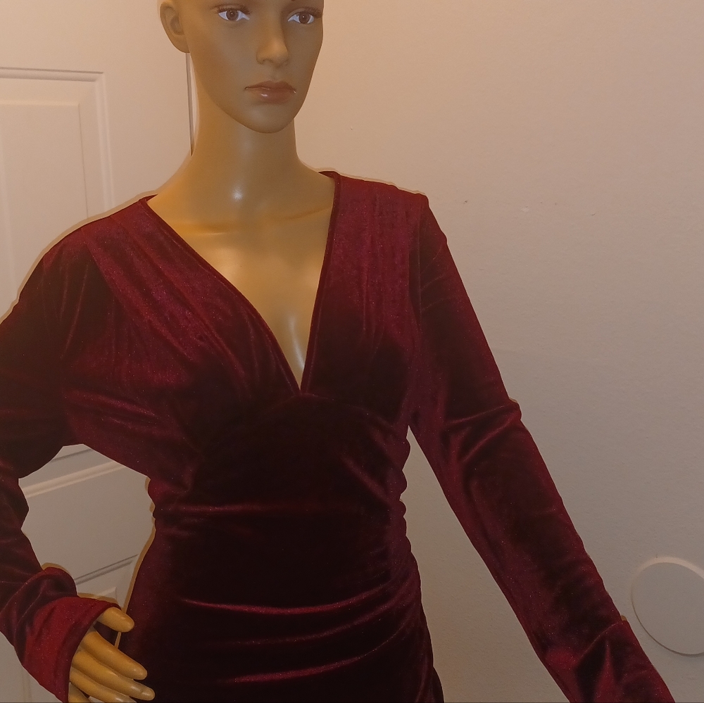 Long Sleeve Velvet Dress - Picture 4 of 6